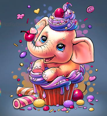 baby elephant in cupcake