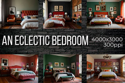 An eclectic bedroom
