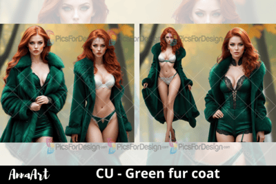 Green fur coat