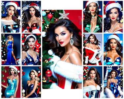 Picture. Photograph in the style of a glossy magazine of a girl in a Snow Maiden costume. Art.