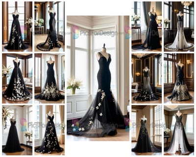 Colored drawing. Beautiful fashionable dress on a mannequin in a room. Art.