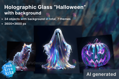 Holographic Glass Halloween, with background, part 2