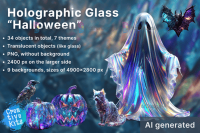 Holographic Glass Halloween PNG, part 1