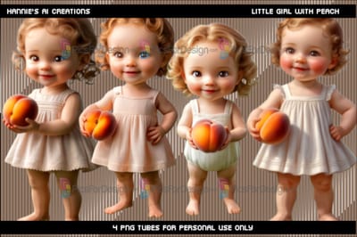 little girl with peach