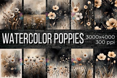 Watercolor poppies
