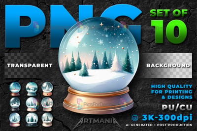 Christmas Snow Globe. Winter wood landscape and Christmas tree. Christmas ornament.