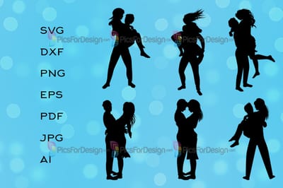 Embracing Couple Silhouettes