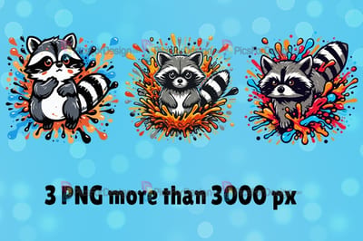 Raccoon with Splashes