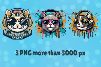 Cat DJ in paint splashes