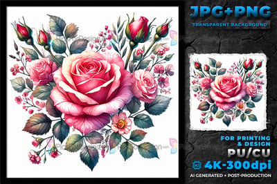 Valentine's day. Watercolor Bloom Heart. Floral wreath of roses. 02