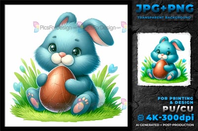Cute Easter Bunny with chocolate egg. Easter rabbit. 04