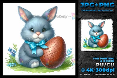 Cute Easter Bunny with chocolate egg. Easter rabbit. 06