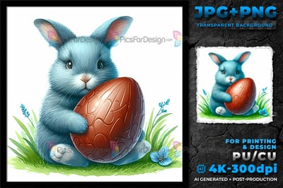 Cute Easter Bunny with chocolate egg. Easter rabbit. 07