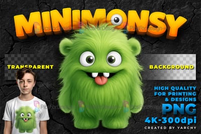 Minimonsy - 01. Cute little monster. Forest spirit. Woodland creature. Fluffy animal. PNG clipart.