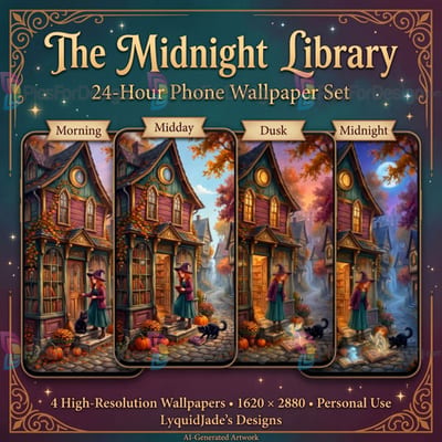 The Midnight Library - 24-Hour Phone Wallpaper Set