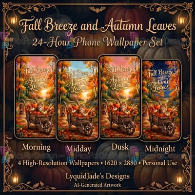 Fall Breeze and Autumn Leaves - 24-Hour Phone Wallpaper Set