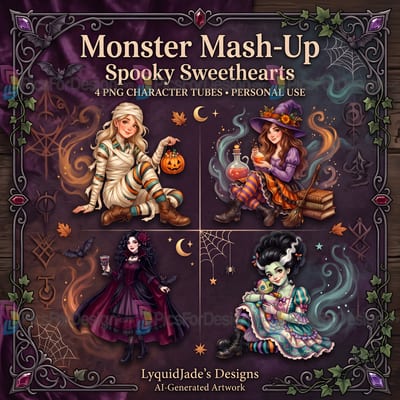 Monster Mash-Up • 4 Monster Girl PNG Tubes