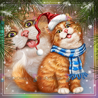 Download Christmas Kitty Catching Snowflakes - Illustration store ...