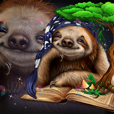 Sloth Reading a Boook - Illustration store PicsForDesign.com. PSP tubes ...