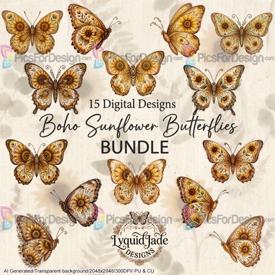 Boho Sunflower Butterfly