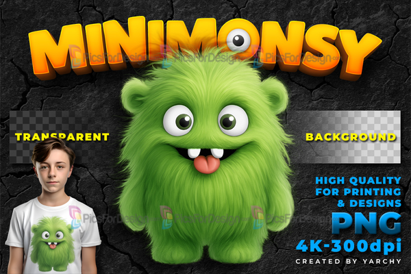 Minimonsy - 01. Cute little monster. Forest spirit. Woodland creature. Fluffy animal. PNG clipart.